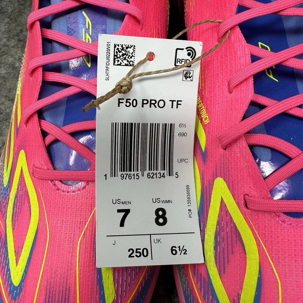 Adidas F50 Pro TF Soccer Shoes Mens Size 7 Blue Pink Mystic Victory Turf JH6416